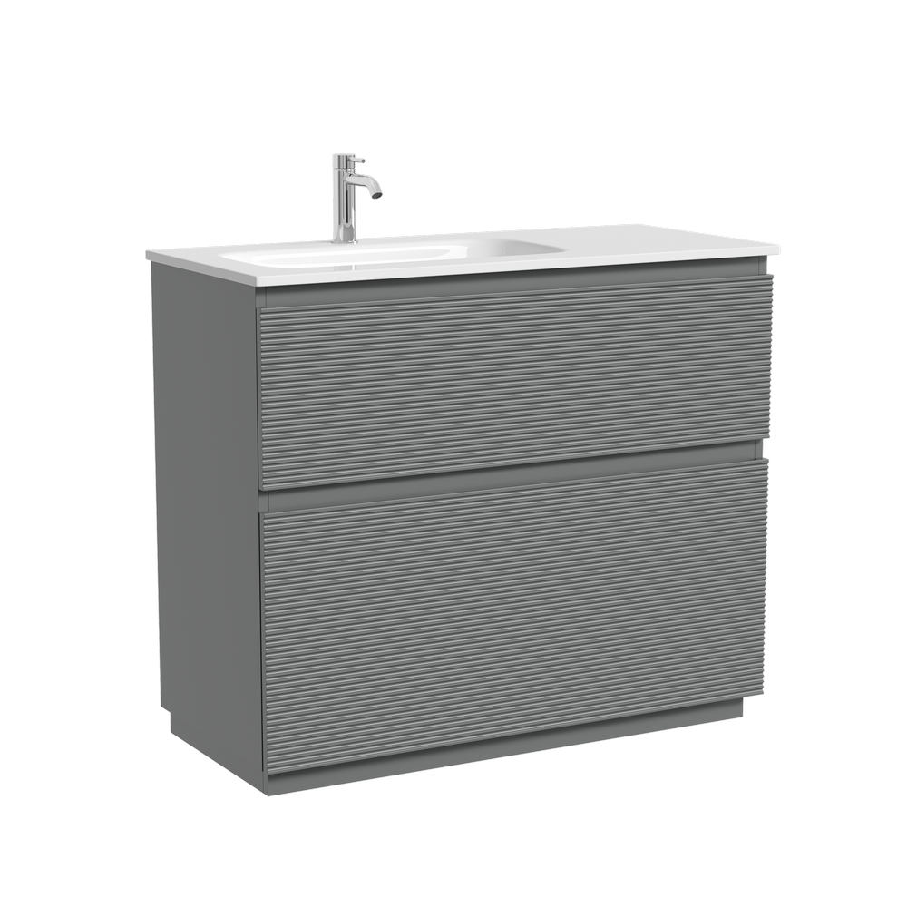 Тумба напольная SANCOS Folk Floor левая 995х445х850, c двумя ящиками оснащенными доводчиками, Ergraut soft, арт.FL100FLES