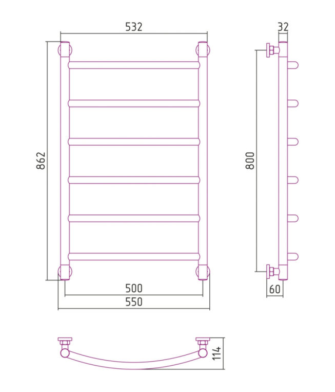 Полотенцесушитель водяной Сунержа Галант+ 55x86 05-0200-8050 бронза