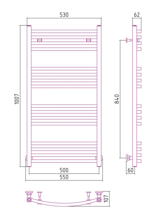 Полотенцесушитель водяной Сунержа Аркус 55x100 03-0251-1050 золото