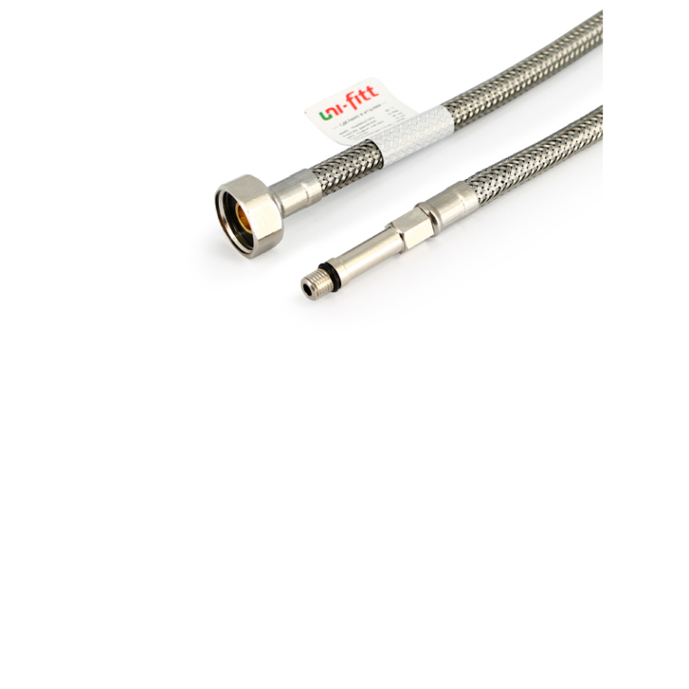 Гибкая подводка для смесителя UNI-FITT МL8х1 - 1/2" 80 см удлиненный штуцер DN 6 оплётка из нержавеющей cтали (503S2708)