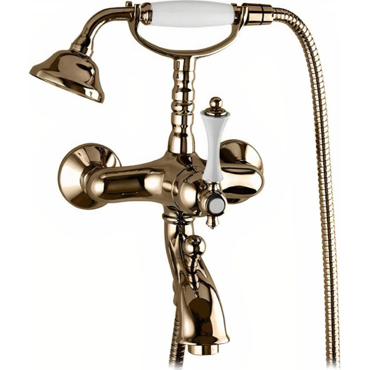 Смеситель для ванны и душа Cezares MARGOT-VDM-02-Bi бронза ручки белые
