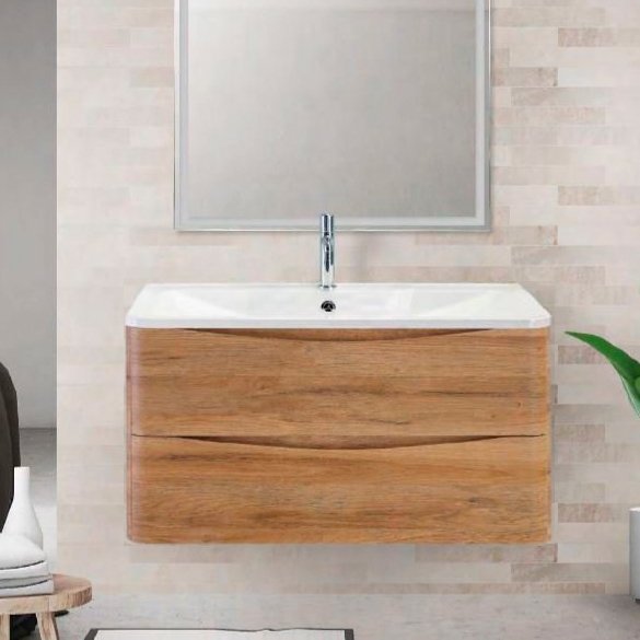 Тумба с раковиной BelBagno Acqua 90 подвесная, rovere rustico (ACQUA-900-2C-SO-RR+BB900/455-LV-MR-ALR)