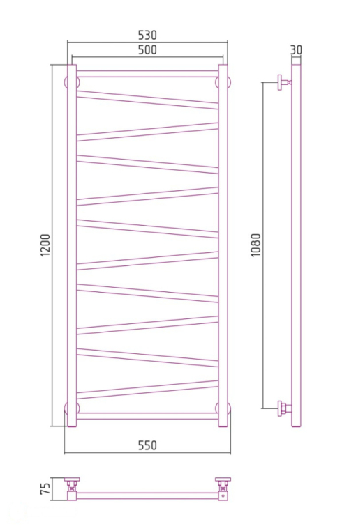 Полотенцесушитель водяной Сунержа Сирокко 55x120 051-0253-1250 латунь