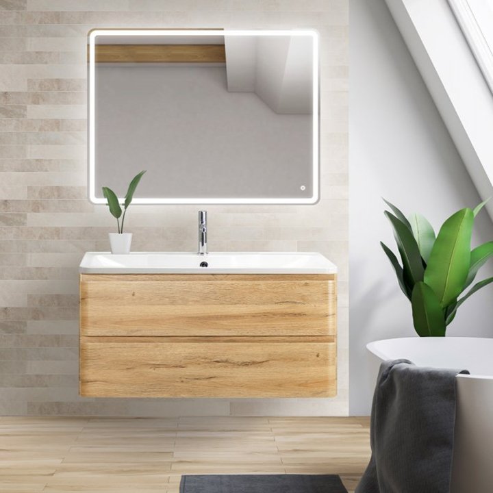 Комплект мебели BelBagno Albano 80 подвесная, rovere rustico (ALBANO-800-2C-SO-RR+BB800/455-LV-MR-ALR+SPC-MAR-800-800-LED-TCH)