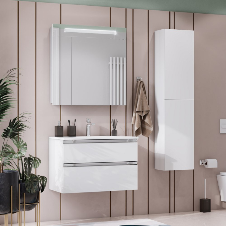 Комплект мебели Roca The Gap 80, 2 ящика, белый глянец (857551806+32799C000+ZRU9302689)