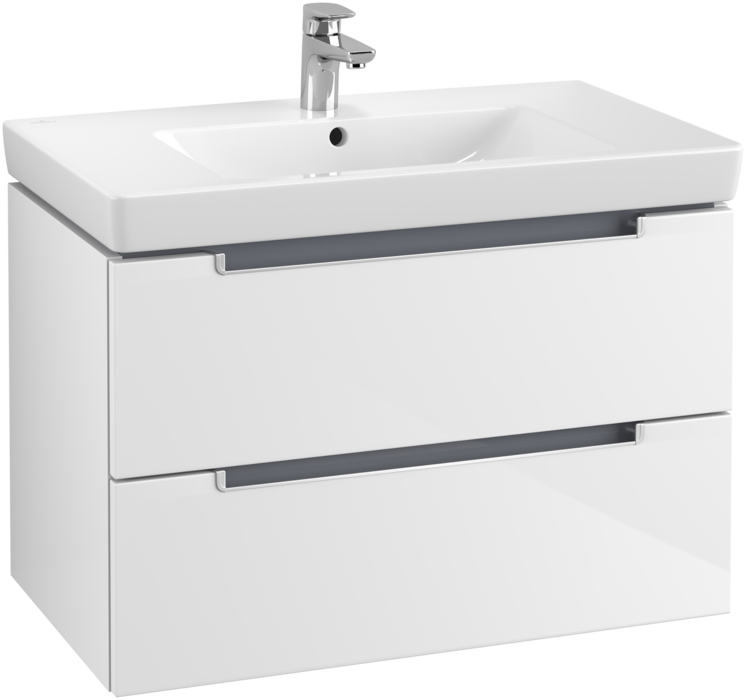Тумба под раковину Villeroy & Boch Subway 2.0 787 x 520 x 449 mm A69600DH 2 выдвижных ящика, Glossy White