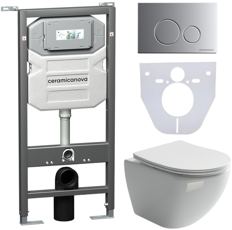 Инсталляция с унитазом и с кнопкой смыва Ceramica Nova CN4002_1001M_1000