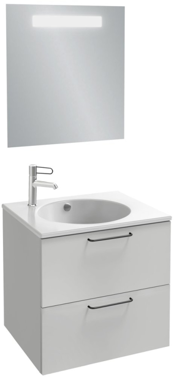 Комплект мебели Jacob Delafon Odeon Rive Gauche 60 белая, 2 ящика, ручки черные (EB2520-R9-N18+EXBA112-Z-00+EB1411-NF)