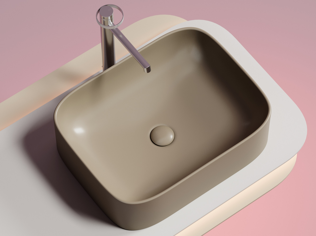 Умывальник чаша накладная прямоугольная (цвет Капучино Матовый) Element 505x380x150мм