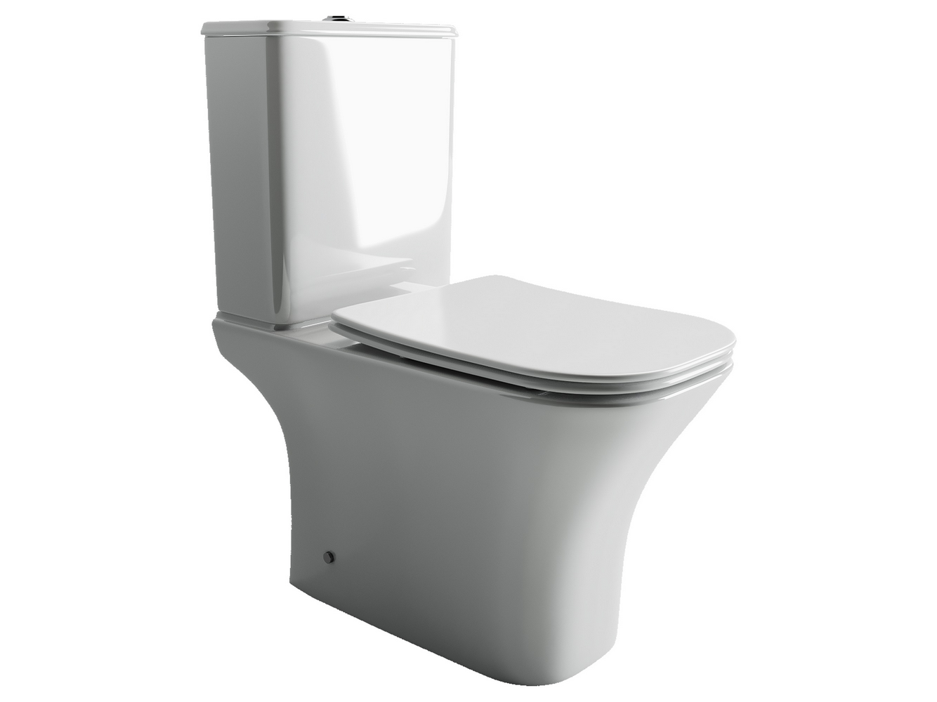 Напольный унитаз с бачком Alfa Rimless, двойной смыв 3/6 арматура, нижняя подводка глубокий смыв, горизонтальный (универсальный) выпуск, с крепежом, с ультра тонким сидением и крышкой с функцией плавного закрытия, дюропласт