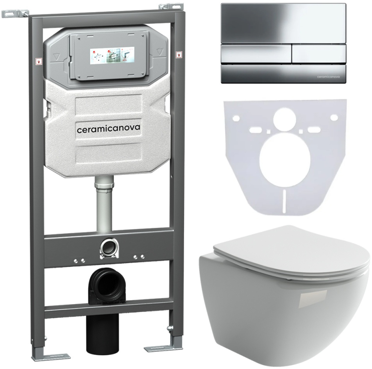 Инсталляция с унитазом и с кнопкой смыва Ceramica Nova CN4002_1002CH_1000