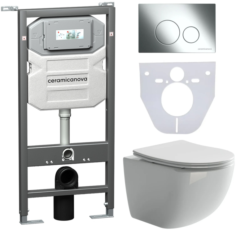Инсталляция с унитазом и с кнопкой смыва Ceramica Nova CN3009_1001CH_1000