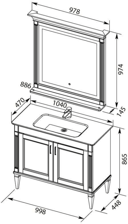 Комплект мебели для ванной Aquanet Селена 105 белый/серебро (2 дверцы) 00233125