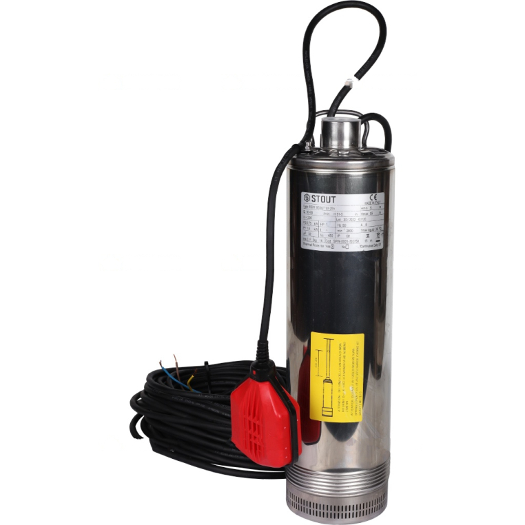 SPW-0001-200750 Насос колодезный с поплавком, кабель 20 м, 230V, Q=90 л/мин, H=45 м