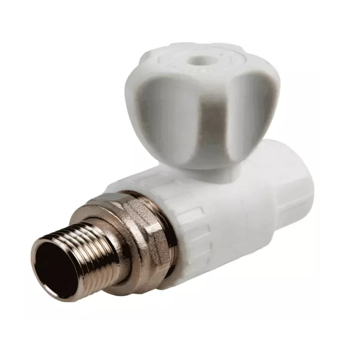 Кран шаровой PP-R белый Дн 20х1/2" НР прямой для радиатора RTP (РосТурПласт) 27853