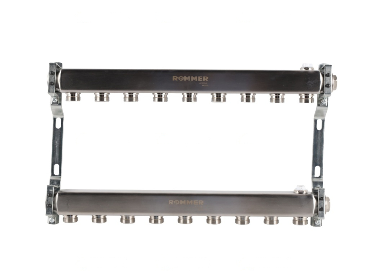 RMS-4401-000009 ROMMER Коллектор из нержавеющей стали для радиаторной разводки 9 вых.