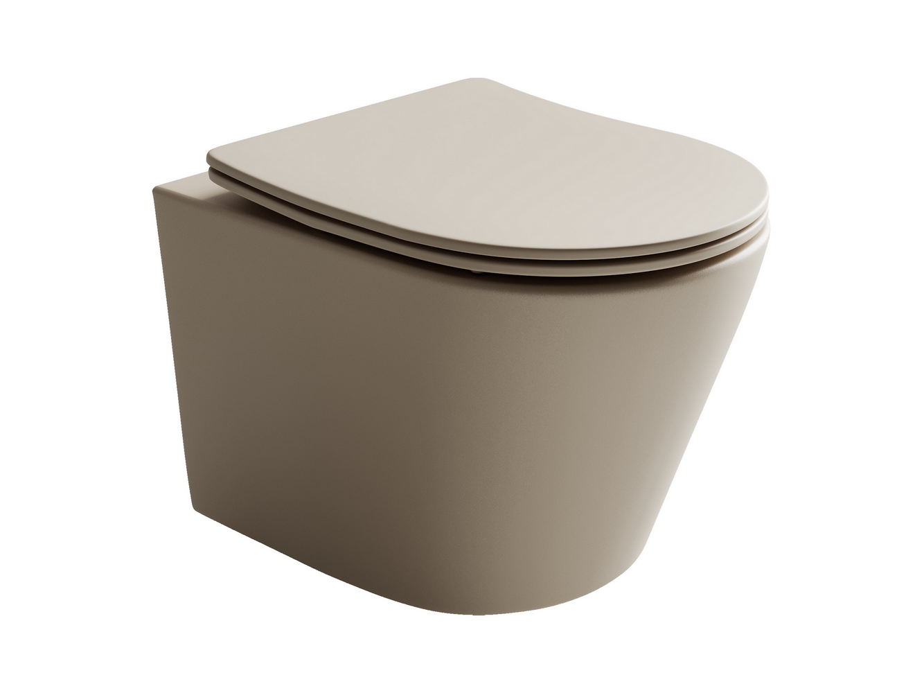 Подвесные унитазы CERAMICANOVA CN6000MC Подвесной унитаз Balearica Rimles цвет Капучино Матовый 490*365*360 с крепежом, с сиденьем-