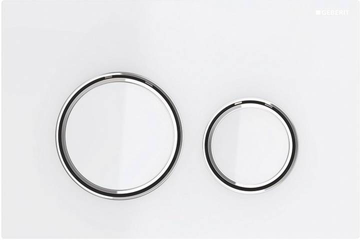 Кнопка смыва GEBERIT Sigma 21 115.884.SI.1 (стекло белое, глянцевый хром)