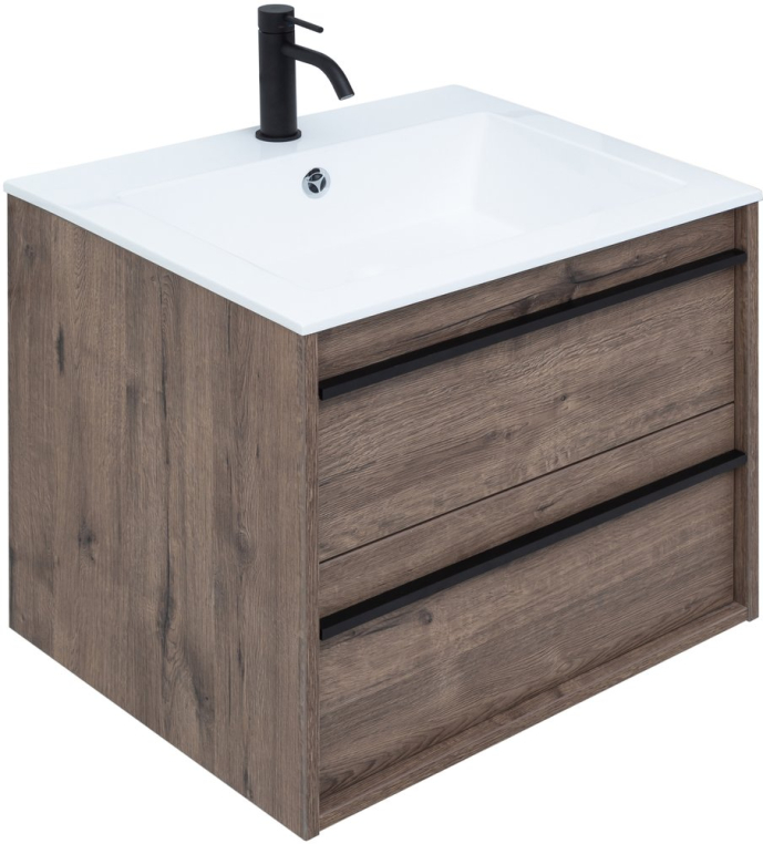 Тумба с раковиной Aquanet Lino 60 дуб веллингтон (00253910+00270160)