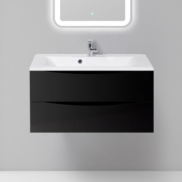 Тумба с раковиной BelBagno Marino 90 nero lucido (MARINO-900-2C-SO-NL-P+BB900/450-LV-MR-AST)