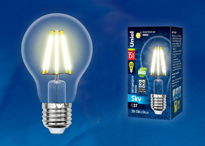 Лампа светодиодная Uniel E27 15Вт 3000K LED-A70-15W/3000K/E27/CL PLS02WH картон