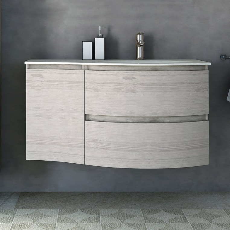 Тумба с раковиной Cezares Vague 104 R rovere sbiancato (54847+54849+50154)