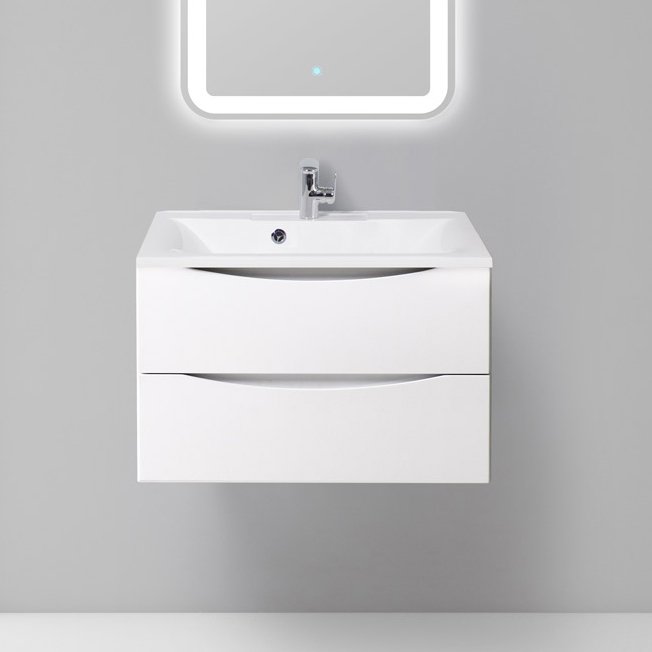 Тумба с раковиной BelBagno Marino 75 bianco lucido (MARINO-750-2C-SO-BL-P+BB750/450-LV-MR-PR)