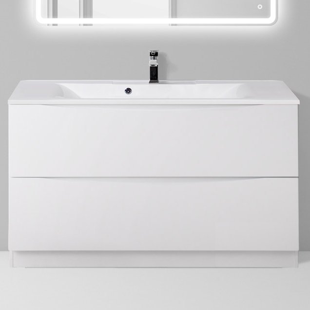 Тумба с раковиной BelBagno Marino 100 bianco lucido, напольная (MARINO-1000-2C-PIA-BL-P+BB1000/445-LV-MR-PR)