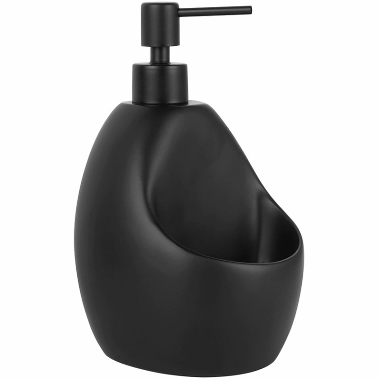 Дозатор жидкого мыла WasserKRAFT K-8099BLACK с емкостью для губки