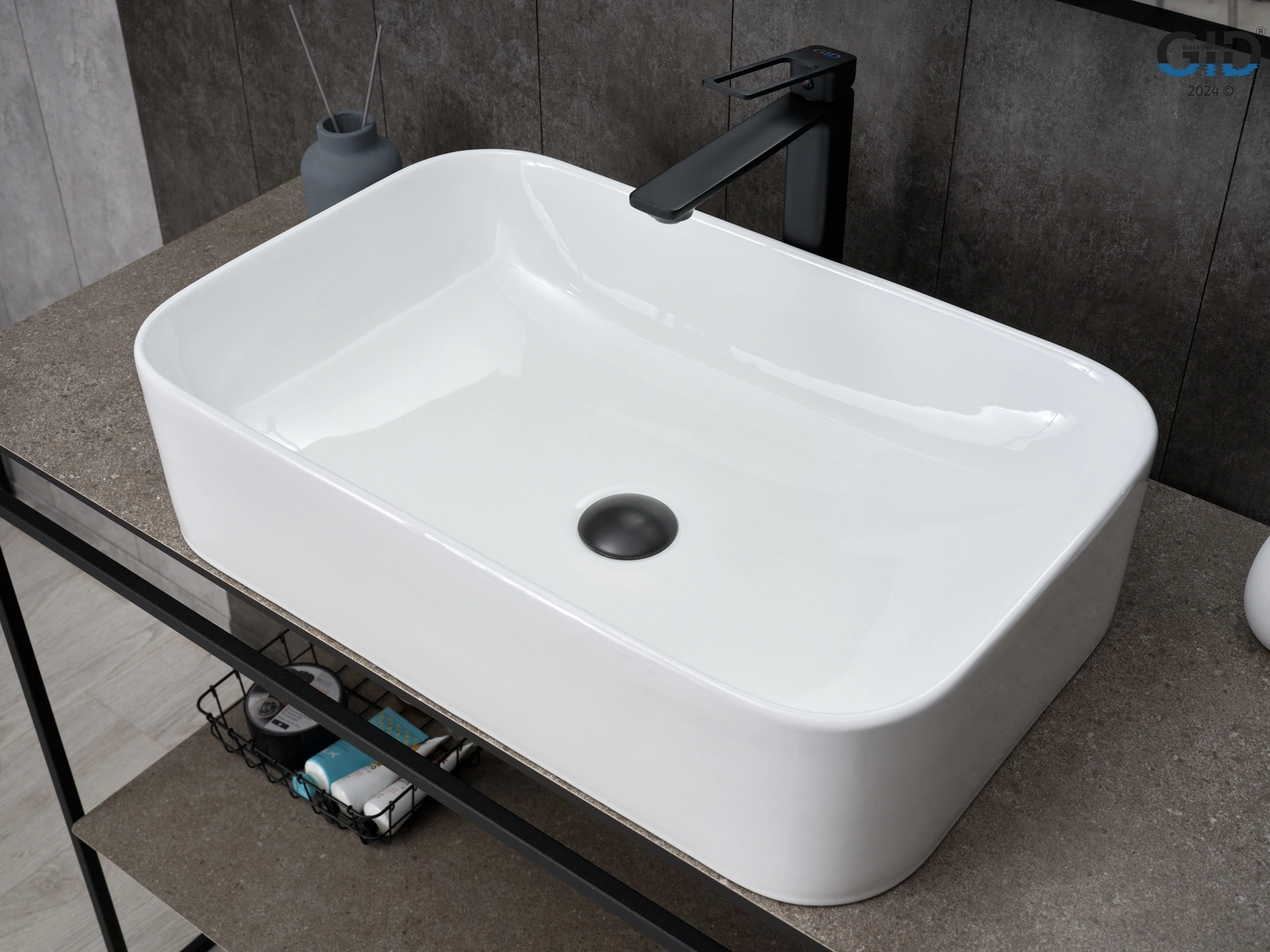 Раковина Gid N9599 51231 накладная белая 61x38x15