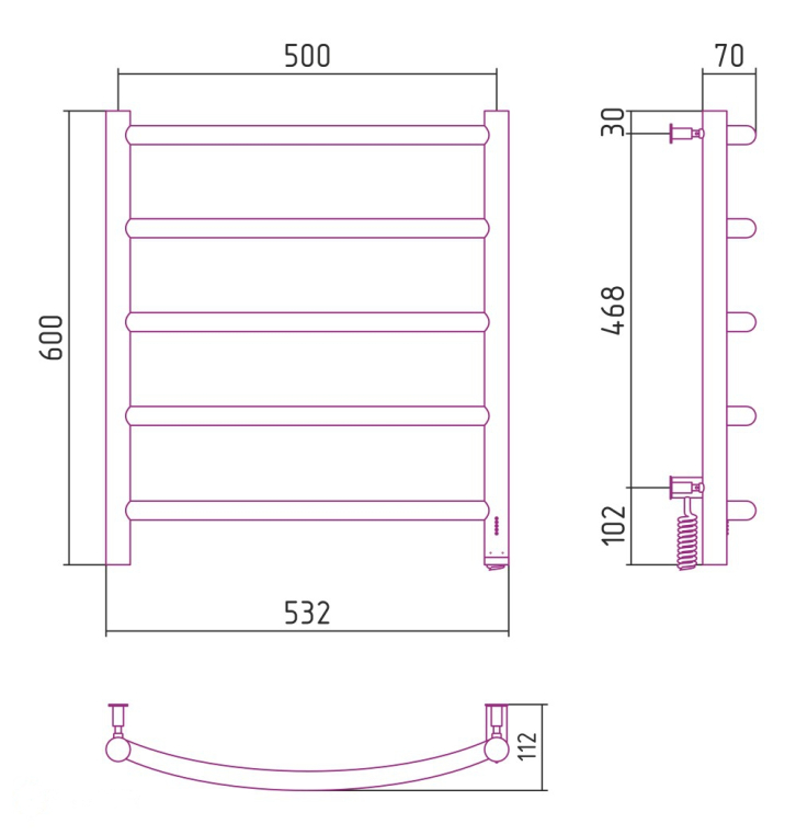 Электрический полотенцесушитель Сунержа Галант 4.0 600х500 МЭМ Пр. (00-0831-6050)