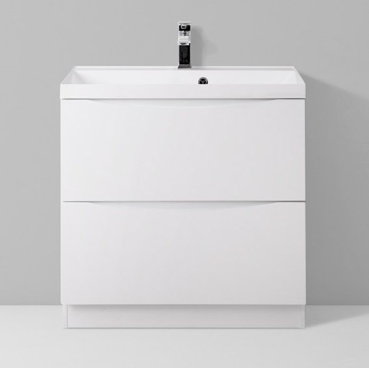 Тумба с раковиной BelBagno Marino 60 bianco lucido, напольная (MARINO-600-2C-PIA-BL-P+BB600/450-LV-MR-AST)
