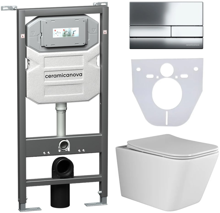 Инсталляция с унитазом и с кнопкой смыва Ceramica Nova CN3007_1002CH_1000