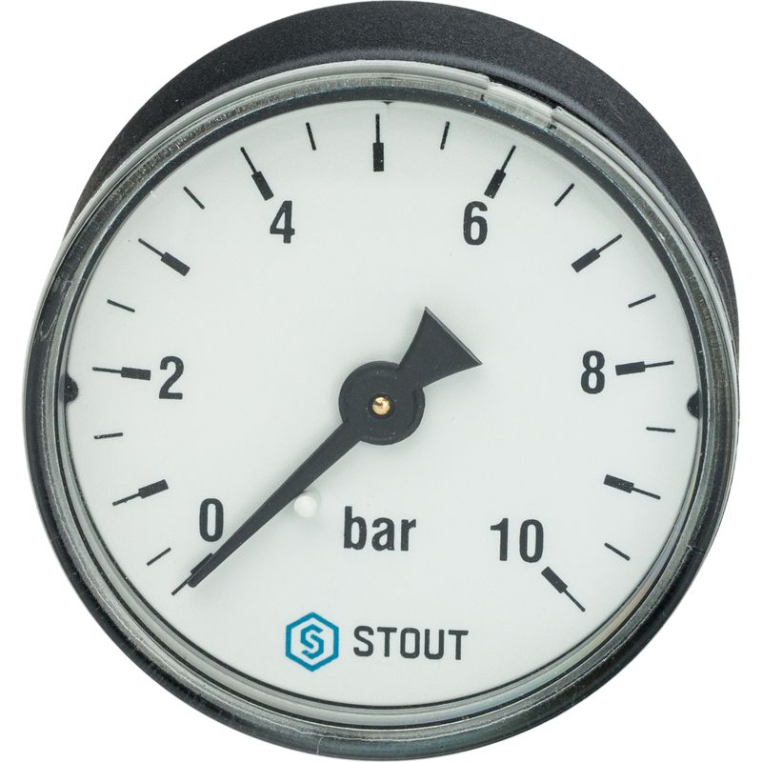 STOUT Манометр аксиальный MDA 50мм 10 бар х 1/4 (SIM-0009-501008)