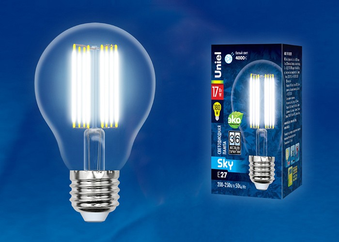 Лампа светодиодная Uniel E27 17Вт 4000K LED-A70-17W/4000K/E27/CL PLS02WH картон