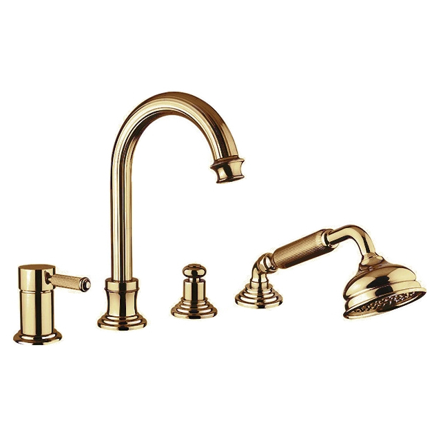 Смеситель на борт ванны с выдвижным душем и переключателем Cezares Olimp OLIMP-BVDM-02-L бронза