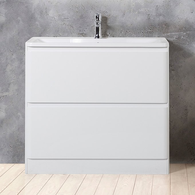 Тумба с раковиной BelBagno Albano 90 напольная, bianco lucido (ALBANO-900-2C-PIA-BL+BB900/455-LV-MR-ALR)