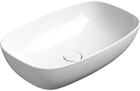 Раковина накладная GSI NUBES 978311, 60x38, без отверстия под смеситель, без перелива, белая глянцевая