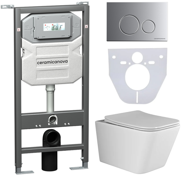 Инсталляция с унитазом и с кнопкой смыва Ceramica Nova CN3007_1001M_1000