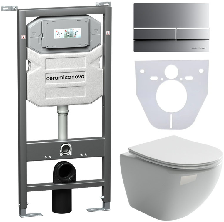 Инсталляция с унитазом и с кнопкой смыва Ceramica Nova CN4002_1002M_1000