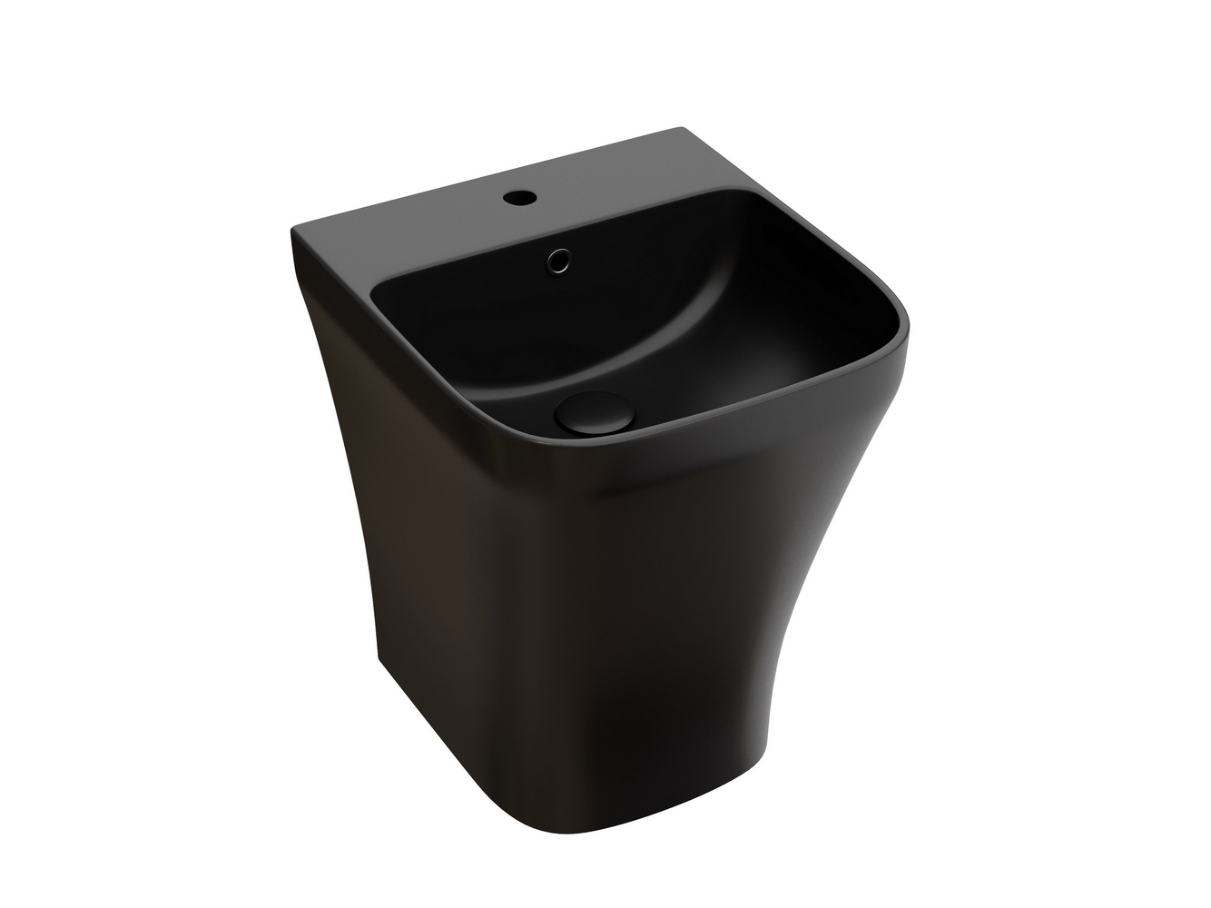 Раковина моноблок подвесная DION (цвет Черный Матовый) с отверстием под смеситель, со сливом переливом