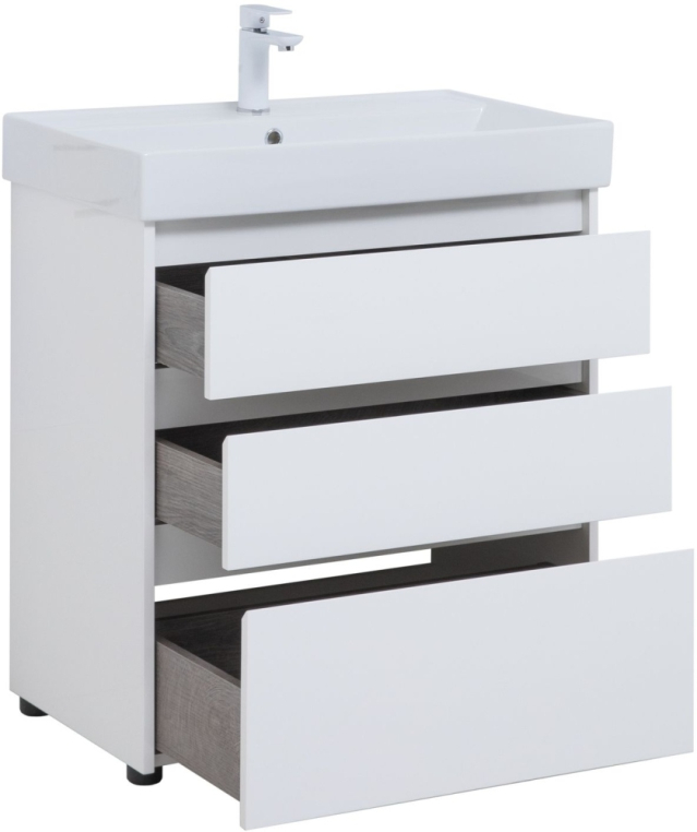 Тумба под раковину Aquanet Nova Lite 75 белый глянец (3 ящика) 00302472