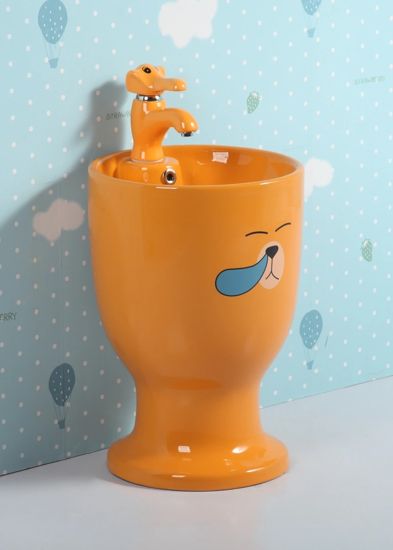 Раковина Gid Nb193-OR 69913 накладная с пъедесталом оранжевая 37x37x53