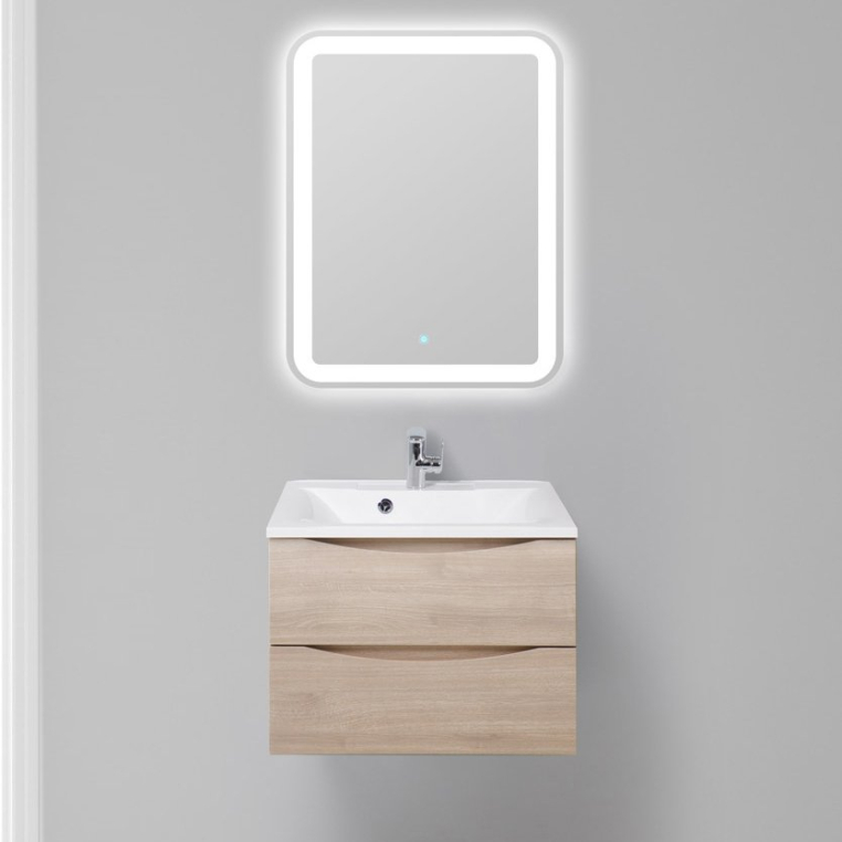 Комплект мебели BelBagno Marino 65 rovere grigio (MARINO-650-2C-SO-RG-P+BB650/450-LV-MR-PR+SPC-MAR-600-800-LED-TCH)
