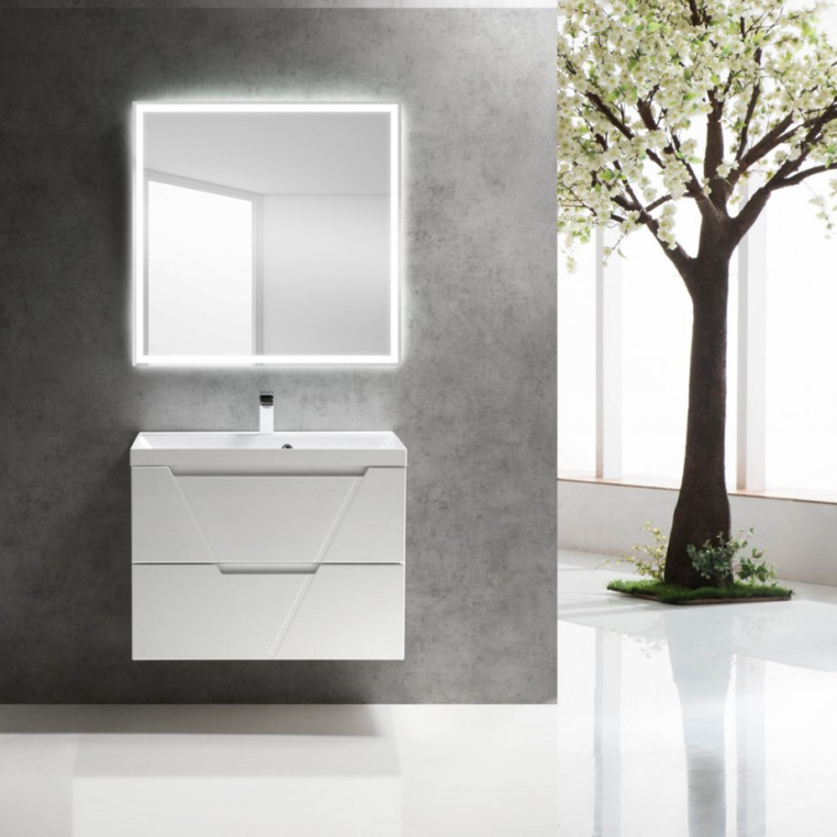 Комплект мебели BelBagno Vittoria 80 bianco lucido (VITTORIA-800-2C-SO-BL+BB800/450-LV-MR-AST+SPC-GRT-800-800-LED-BTN)