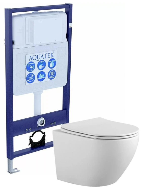 Унитаз с инсталляцией Set Aquatek Европа унитаз AQ1901-00+тонкое сиденье soft-close+инсталляция Aquatek