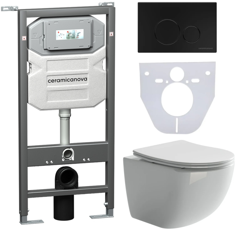 Инсталляция с унитазом и с кнопкой смыва Ceramica Nova CN3009_1001B_1000