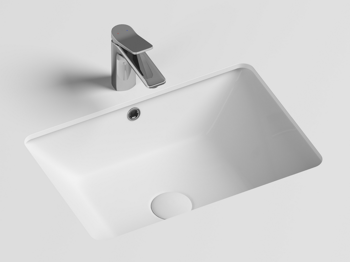 Встраиваемые раковины CERAMICANOVA CN6045 Умывальник прямоугольный встраиваемый под столешницу Element 550*400*185мм, с крепежом и шабл