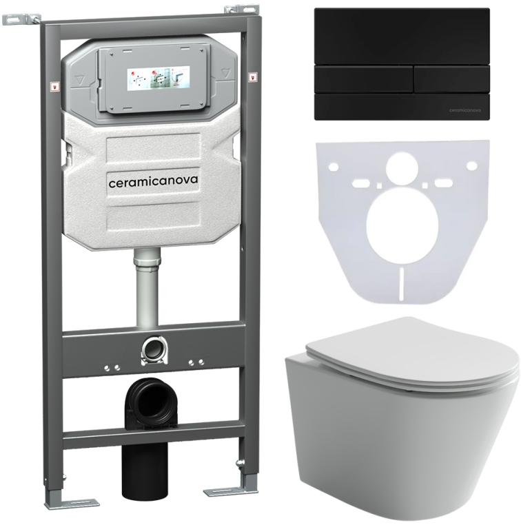 Инсталляция с унитазом и с кнопкой смыва Ceramica Nova CN6000_1002B_1000