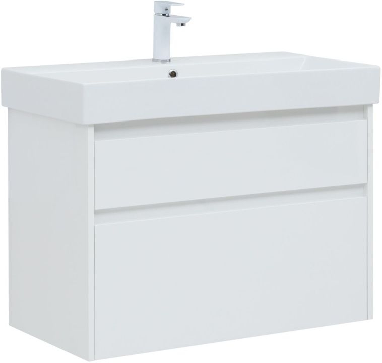 Тумба под раковину Aquanet Nova Lite 85 белый глянец, 2 ящика 00249936